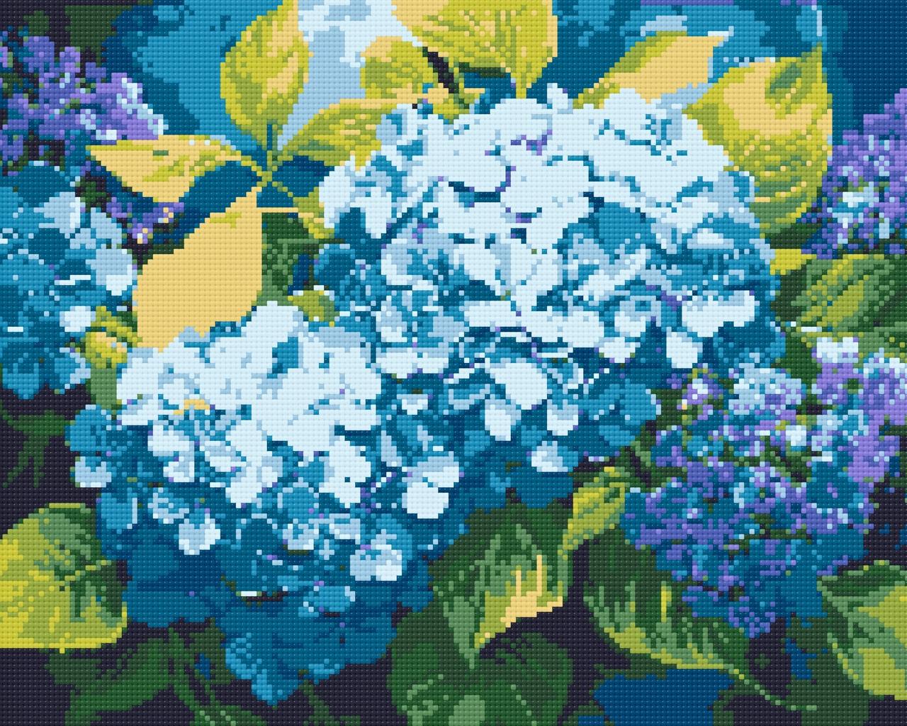 Алмазна мозаїка/вишивка Блакитна гортензія 40*50 см Орігамі OD 3489, фото 1