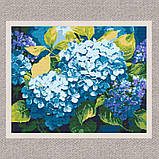 Алмазна мозаїка/вишивка Блакитна гортензія 40*50 см Орігамі OD 3489, фото 5