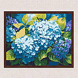 Алмазна мозаїка/вишивка Блакитна гортензія 40*50 см Орігамі OD 3489, фото 7