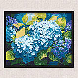 Алмазна мозаїка/вишивка Блакитна гортензія 40*50 см Орігамі OD 3489, фото 6