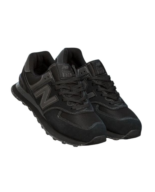 Чоловічі кросівки New balance 574 black чорні Нью Баланс замша текстиль весна літо демісезон