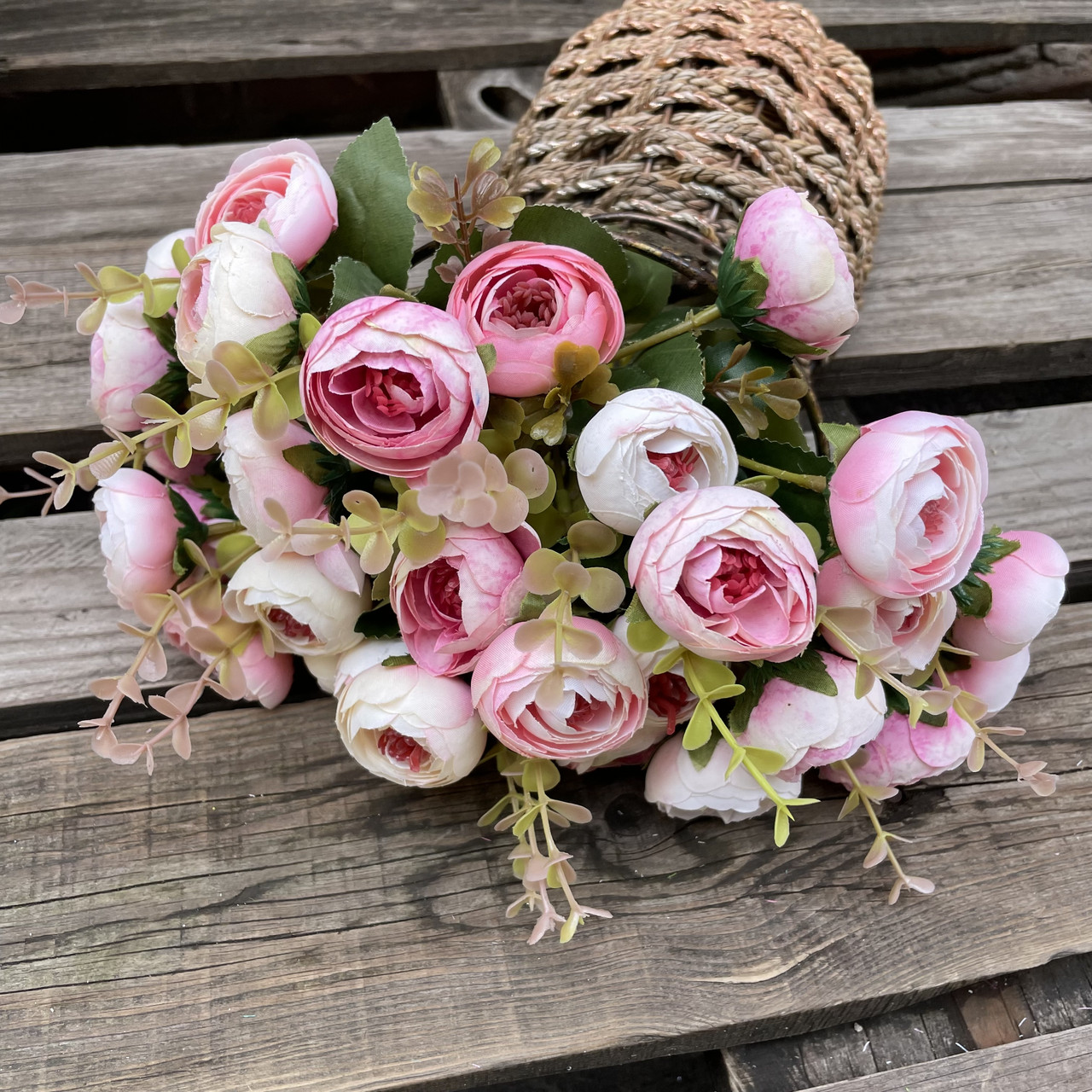 Штучні квіти Букет півонії камелія, лютики, рананкулюс 30 см, фото 1