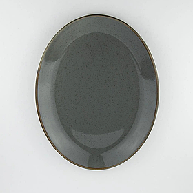 Тарілка овальна 31 см темно-сіра "Dark Grey", фарфор, Porland