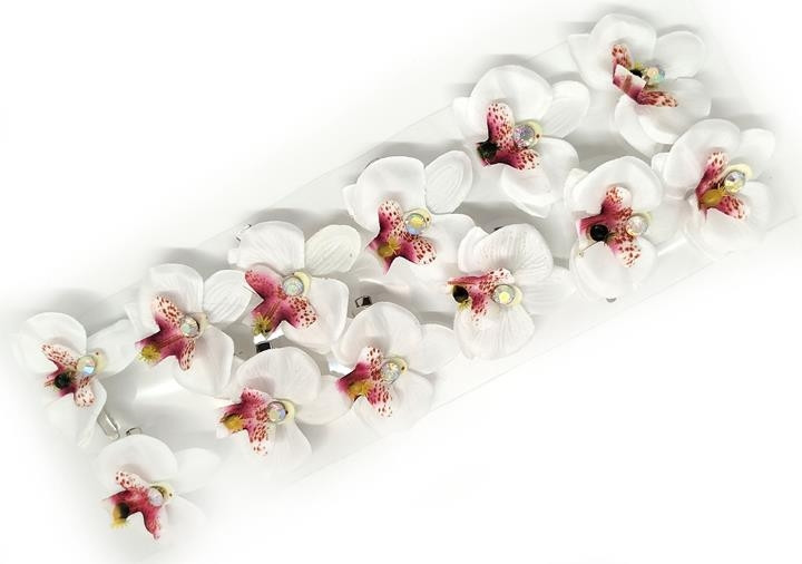 Шпилька для волосся Орхідея білий набір 12 шт., фото 1