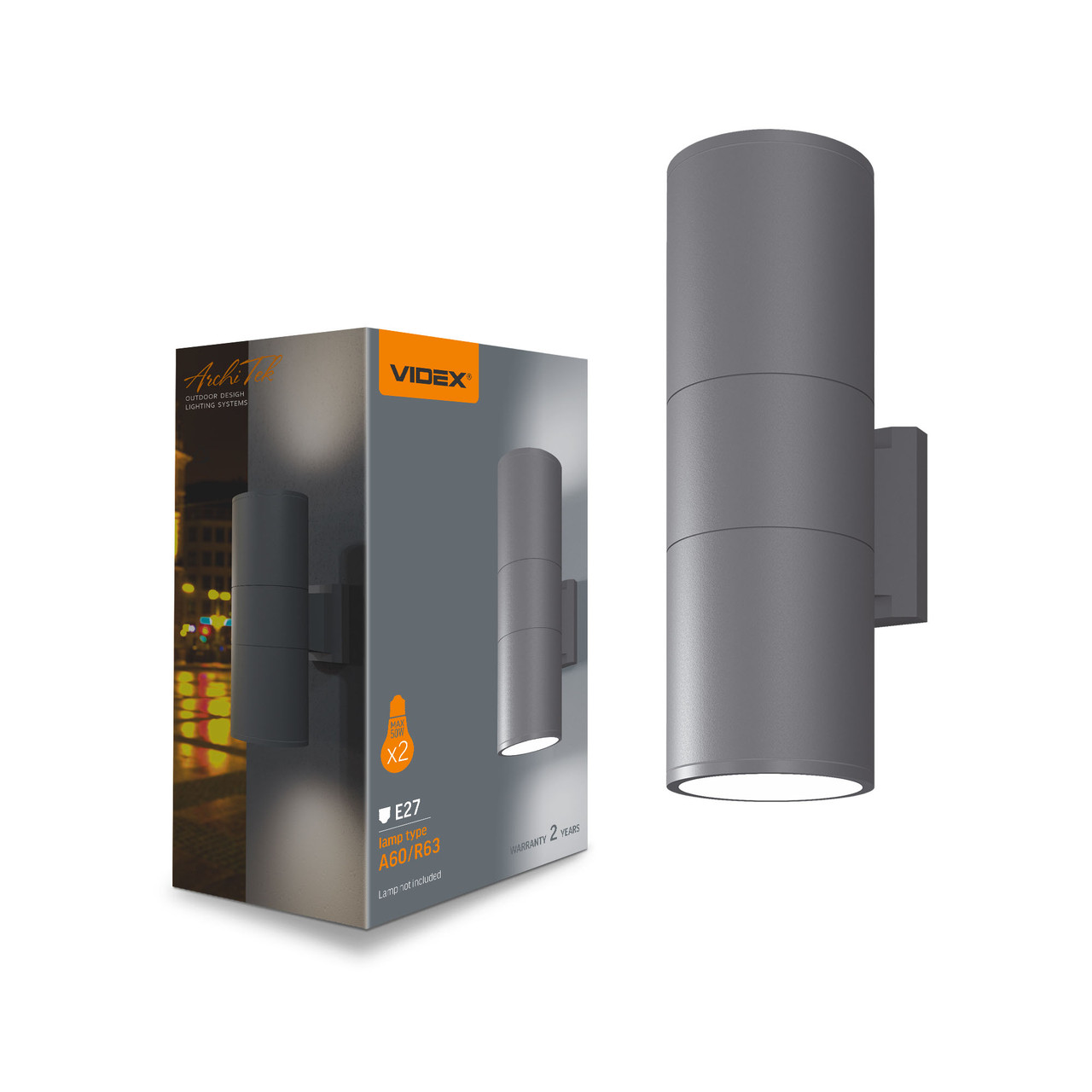 LED Світильник архітектурний AR082G IP54 Videx E27x2 VL-AR082G 27005