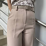 Штаниі жіночі прямі класичні з поясом XL беж, фото 3