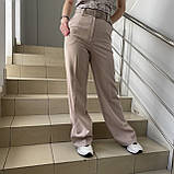 Штаниі жіночі прямі класичні з поясом XL беж, фото 5