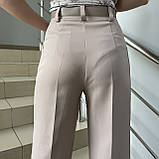 Штаниі жіночі прямі класичні з поясом XL беж, фото 7
