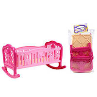 Іграшкова колиска для ляльки Технок, пластик, рожево-бежевий.
