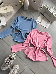 Жіночий базовий повсякденний лонгслів прогулянковий кроп топ довгий рукав кофта кулір Туреччина