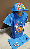Літній дитячий костюм для хлопчика Щенячий патруль 2-8 років футболка з шортами блакитний та синій, фото 8