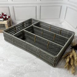 Кошик для столових приладів 4 відділу плетений 34х26х6 см Helios 7309-1