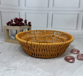 Кошик для хліба та фруктів плетений круглий світло-коричневий 20х6см Helios 7318