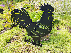 Фігура з металу Півник для саду – декоративна садова прикраса, садовий декор із сталі