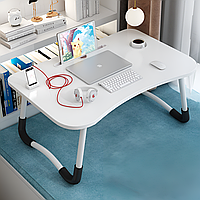 Складной деревянный столик для ноутбука и планшета 60х40х28 см | Белый