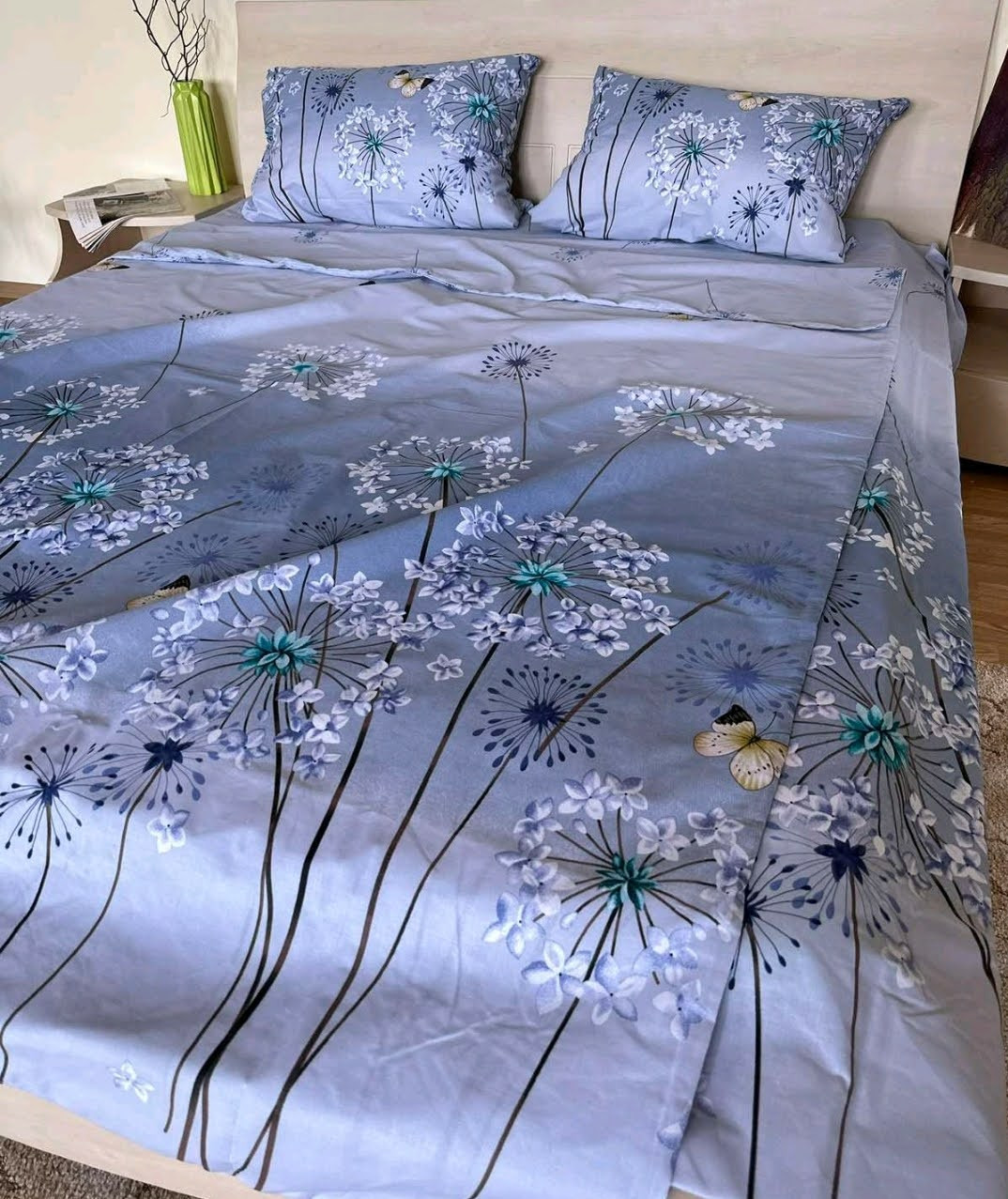 Сімейна постільна білизна бязь «Незабудка» з двома підковдрами, фото 1