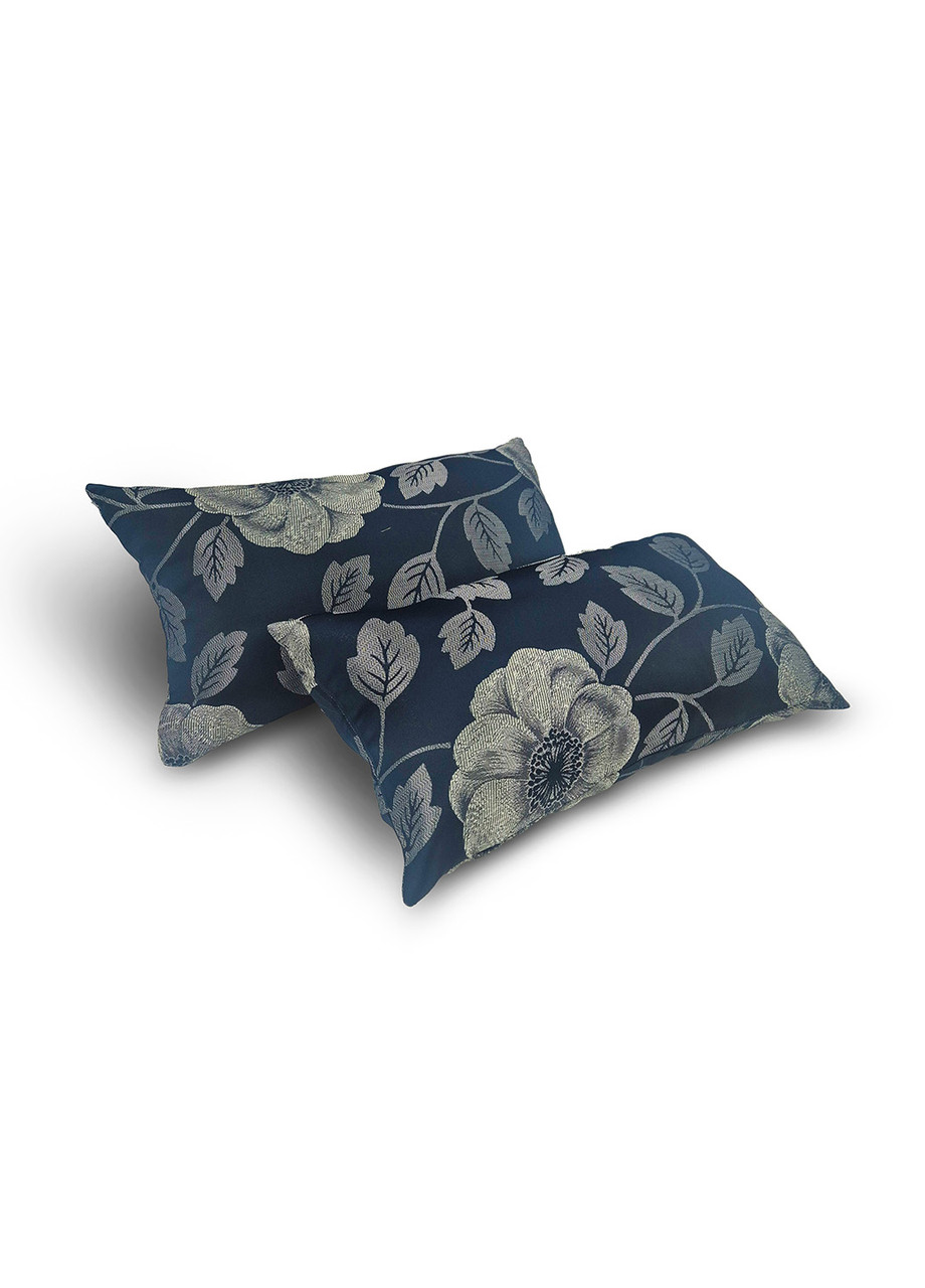 Комплект декоративних подушок Firanka Flowers 2шт 50х30см чорні зі сріблястим (п_0783), фото 1