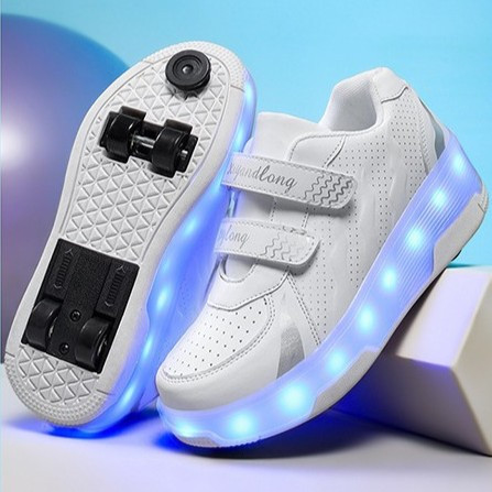 Роликові кросівки Nova White Led, що світяться, на 4 колесах, нескінченний драйв і яскравість, білі (RKL-09)