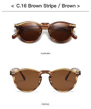 Сонцезахисні поляризаційні окуляри ретро Zolman C. 16 Brown Stripe/Brown, фото 1