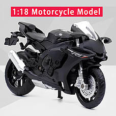 Модель мотоцикла Yamaha YZF-R1 масштаб: 1:18. Іграшковий мотоцикл Ямаха Р1 чорний, фото 5