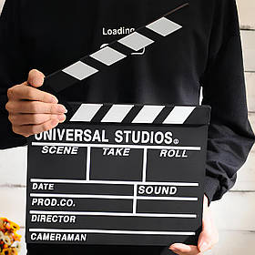 Хлопавка-нумератор RESTEQ чорного кольору Universal Studios 30×27 см — режисерська хлопавка для дублів, зйомок і подарунка