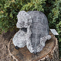 Шапка вушка з хутра крою сірого кольору унісекс 55-56