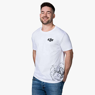 Футболка DJI біла - на стегнах - XXL