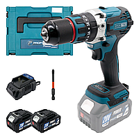 Потужний акумуляторний шуруповерт PROFI-TEC DHP485BL POWERLine : з АКБ 2 шт-20V х 4.0 Ah + ЗП (006269)