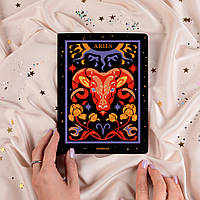 Блокнот у крапку «Знак зодіаку — Овен» чорний 210х148мм 144 сторінки