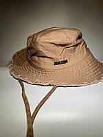 Панама с принтом Jacquemus Le Bob Artichaut Beige бежевая