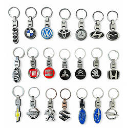 Брелок для автомобільних ключів двосторонній із логотипом автомобільних марок Моделі в асортименті