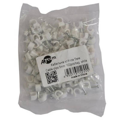 Скоба Atcom для крепления кабеля 5мм 100шт (15255), фото 2