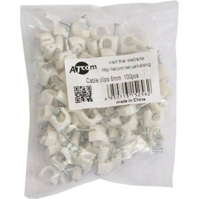 Скоба Atcom для крепления кабеля 6мм 100шт (15256), фото 2