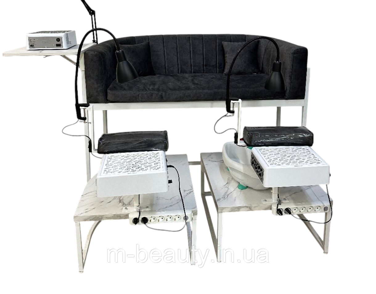 ПОД-08_MR Педикюрна станція з кріслом та підставками для педикюру для двох майстрів, фото 1
