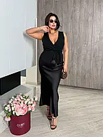 Женская длинная юбка, 42/46, 48/52, шелк, черный, шоколад, бургунди