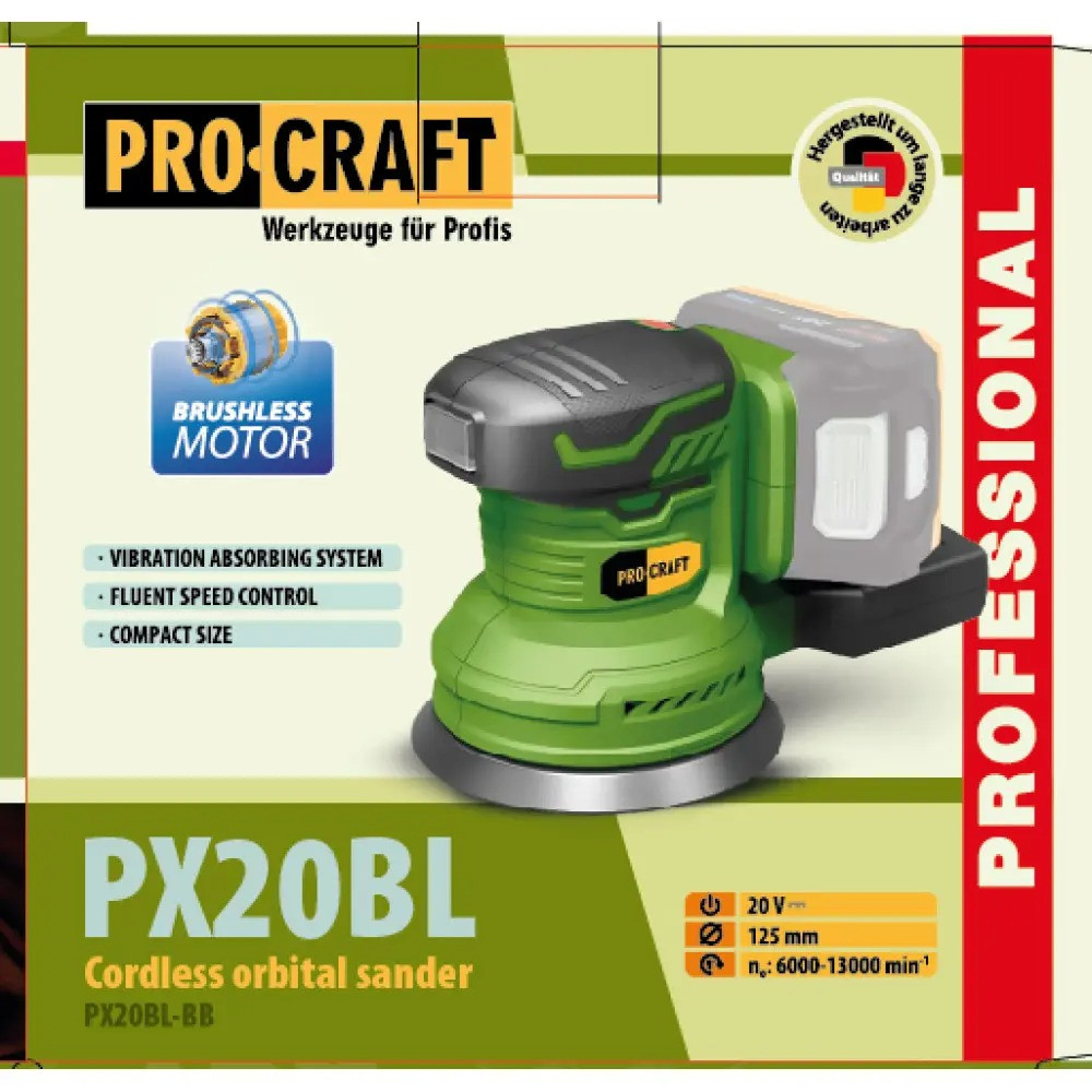 Ексцентрик Procraft PX20BL (без АКБ і ЗП) Акумуляторна ексцентрикова машина Прокрафт