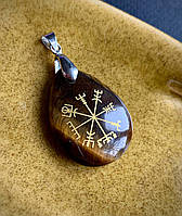 Кулон Вегвизир из тигрового глаза рунический компас викингов, оберег пути