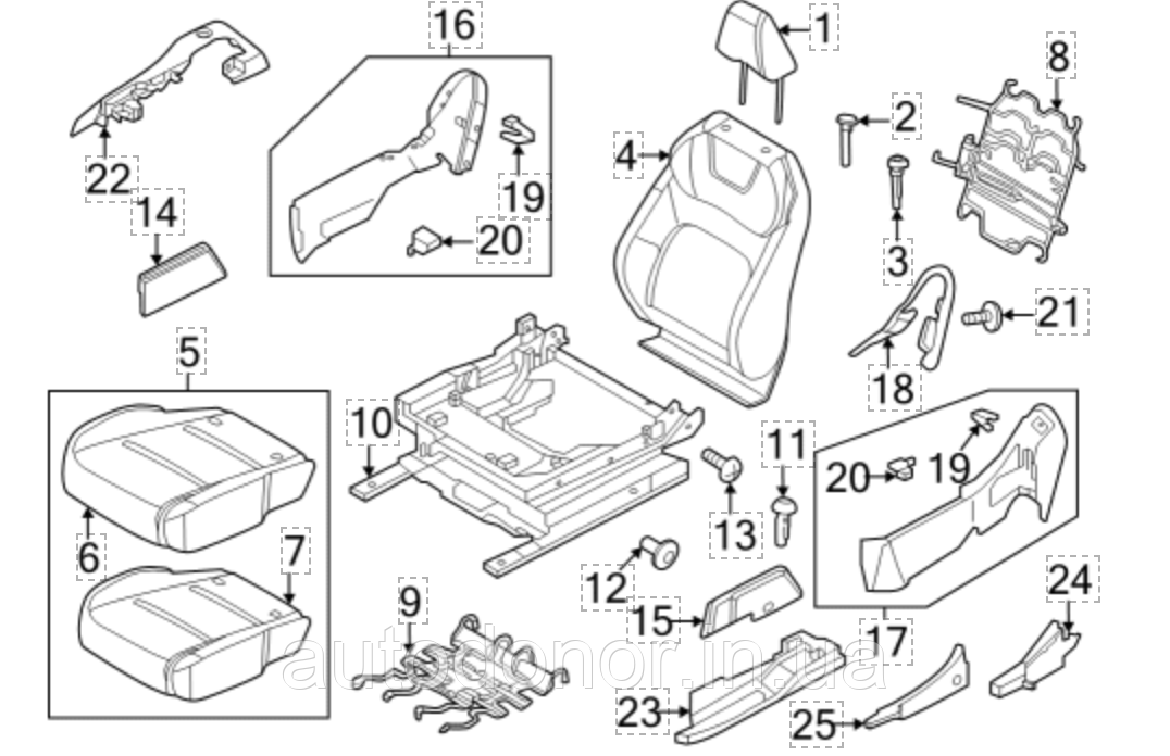 Сидіння переднє праве ручне регулювання, текстиль Nissan Ariya (22-) 87600-5MP0A
