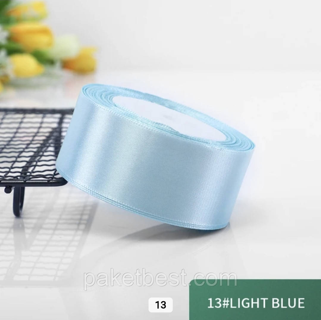 Стрічка атласна 4см/22,86 м Ніжно-блакитна, фото 1