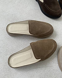 Коричневі замшеві мюлі