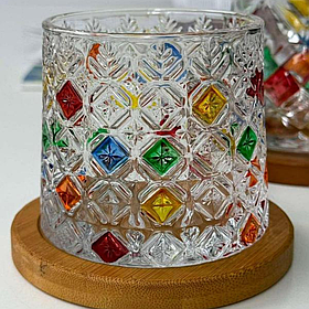 Склянка-доф для віскі з рельєфною текстурою та кольоровими вставками "Льодяні квіти", 275 мл