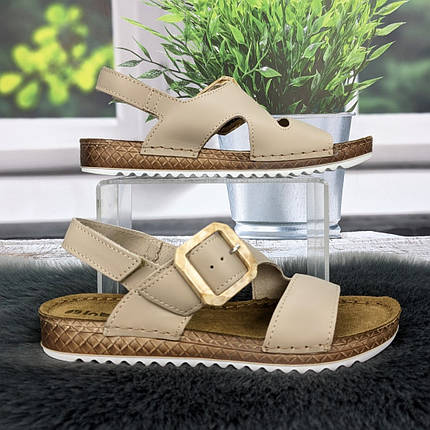 Босоніжки жіночі Inblu бежеві шкіряні з пряжкою 4901, фото 1