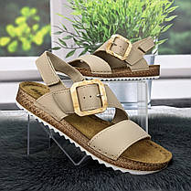 Босоніжки жіночі Inblu бежеві шкіряні з пряжкою 4901, фото 3