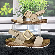 Босоніжки жіночі Inblu бежеві шкіряні з пряжкою 4901, фото 4