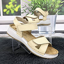 Сандалії босоніжки жіночі Inblu бежеві шкіряні на липучках 4904, фото 3