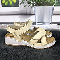 Сандалії босоніжки жіночі Inblu бежеві шкіряні на липучках 4904, фото 4