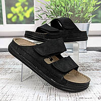 Шльопанці чоловічі Serra чорні на липучках 3928-2