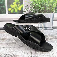 Шльопанці чоловічі Ailinda чорні шкіряні 3932