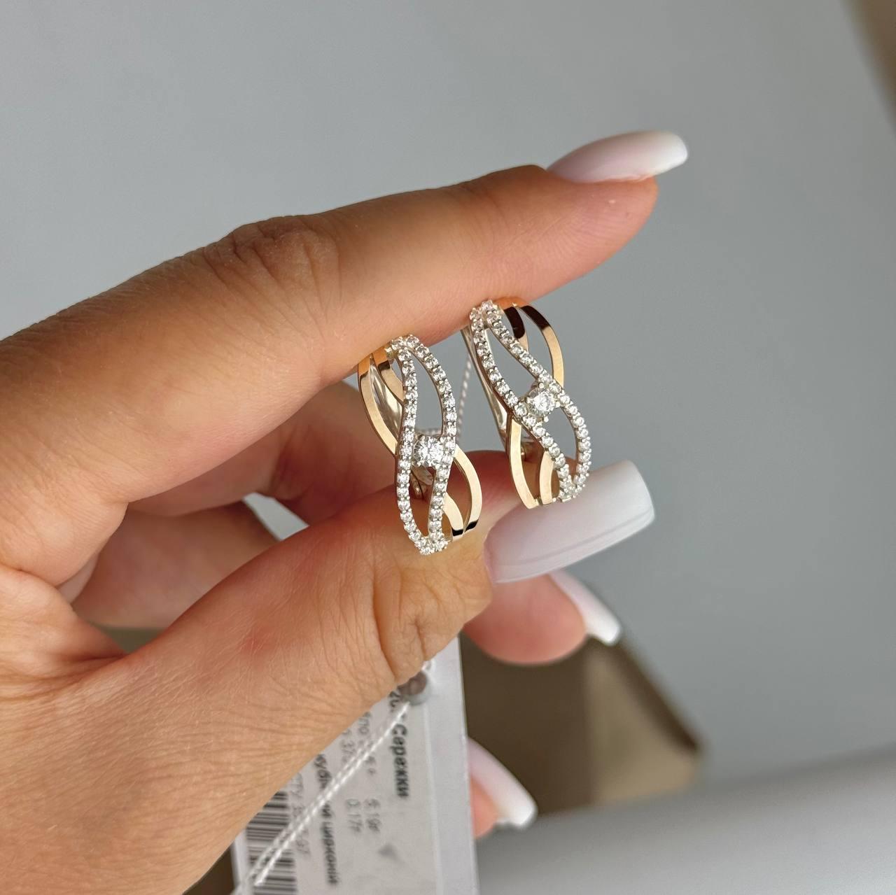 Срібні сережки з золотими вставками, фото 1