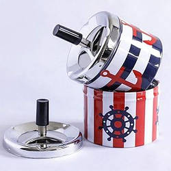 Пепельниця бездимна з кришкою металева, система юла, антизапах